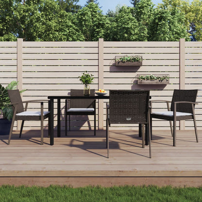Set Pranzo da Giardino 5pz con Cuscini in Polyrattan e Acciaio | homemem39