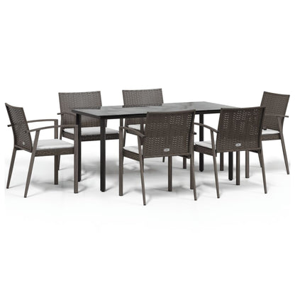 Set Pranzo da Giardino 7 pz con Cuscini in Polyrattan e Acciaio | homemem39
