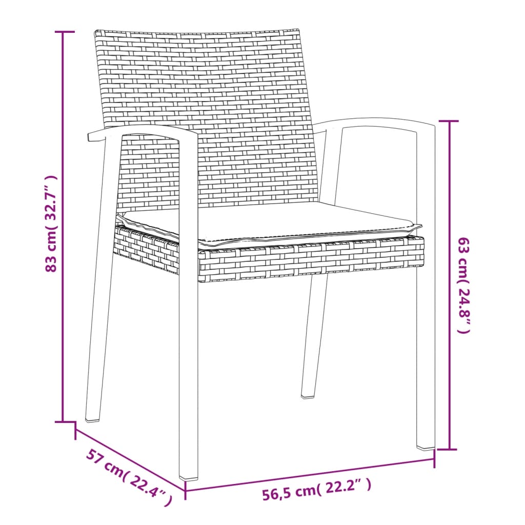 Set Pranzo da Giardino 7 pz con Cuscini in Polyrattan e Acciaio | homemem39