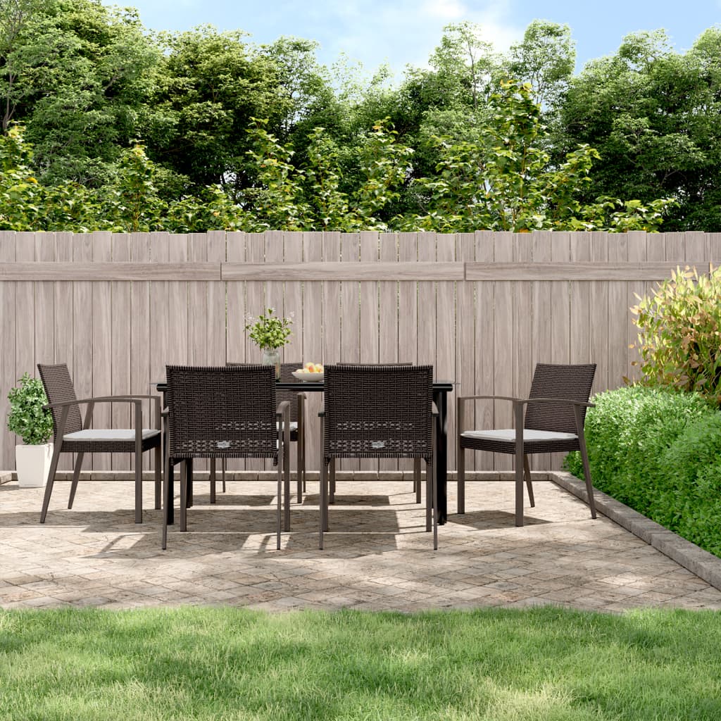 Set Pranzo da Giardino 7 pz con Cuscini in Polyrattan e Acciaio | homemem39