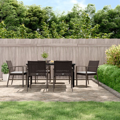 Set Pranzo da Giardino 7 pz con Cuscini in Polyrattan e Acciaio | homemem39