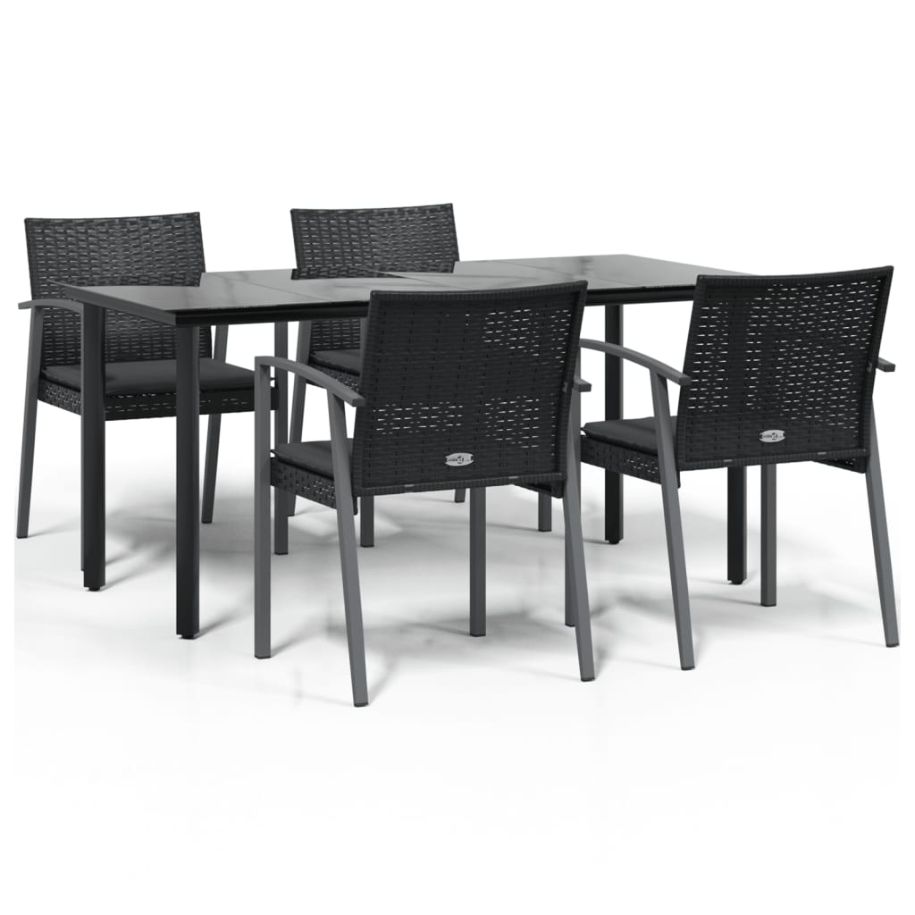 Set Pranzo da Giardino 5pz con Cuscini in Polyrattan e Acciaio | homemem39