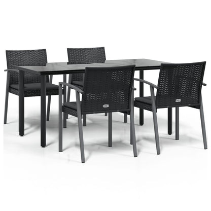 Set Pranzo da Giardino 5pz con Cuscini in Polyrattan e Acciaio | homemem39