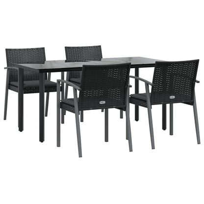 Set Pranzo da Giardino 5pz con Cuscini in Polyrattan e Acciaio | homemem39