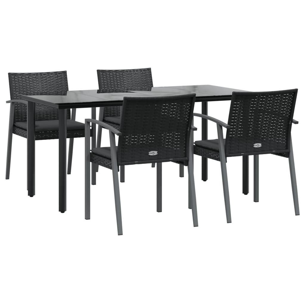 Set Pranzo da Giardino 5pz con Cuscini in Polyrattan e Acciaio - homemem39