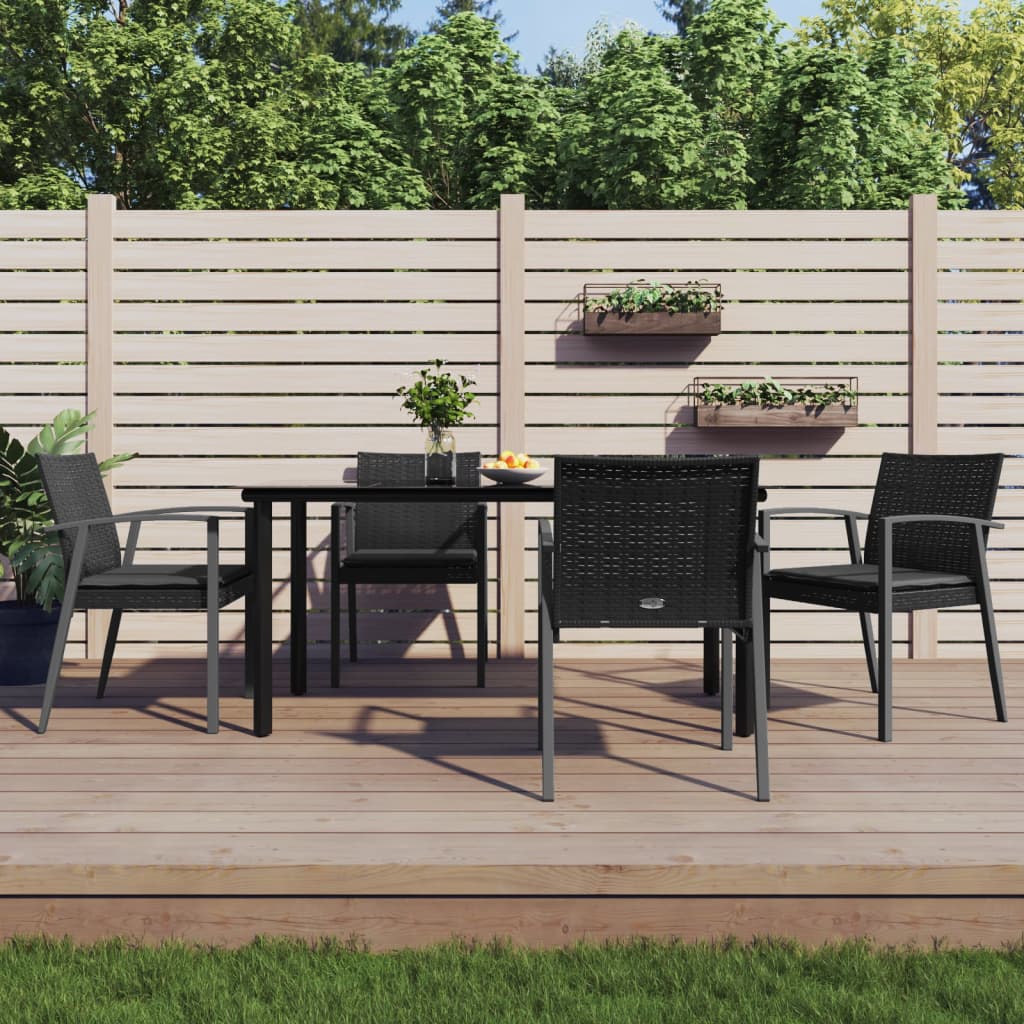 Set Pranzo da Giardino 5pz con Cuscini in Polyrattan e Acciaio - homemem39