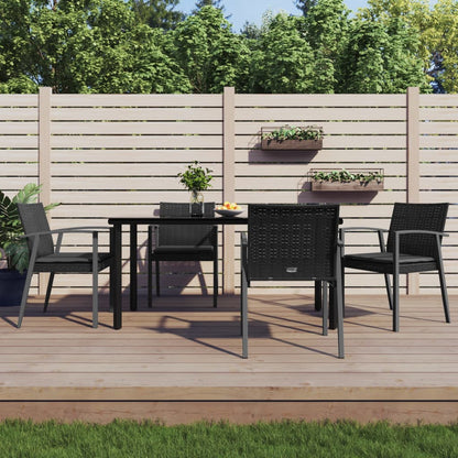 Set Pranzo da Giardino 5pz con Cuscini in Polyrattan e Acciaio - homemem39
