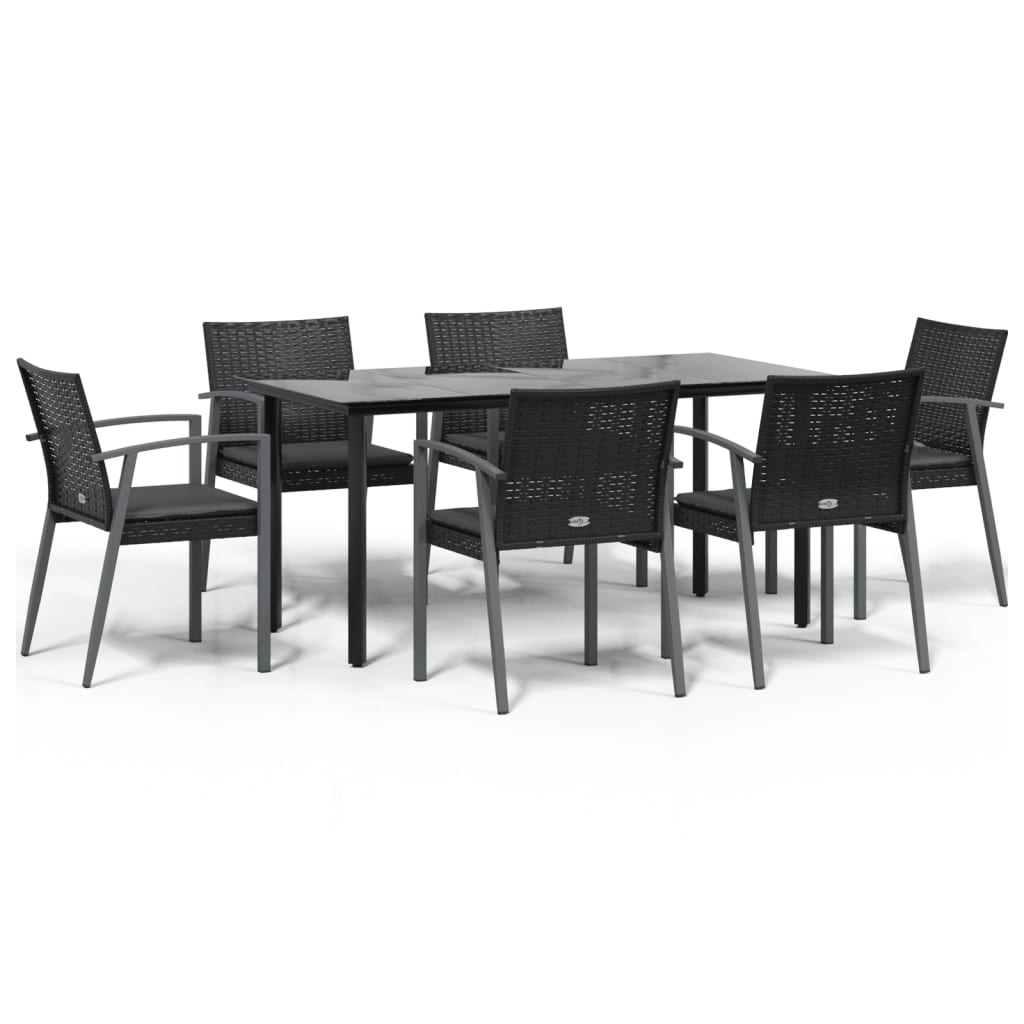 Set Pranzo da Giardino 7 pz con Cuscini in Polyrattan e Acciaio | homemem39
