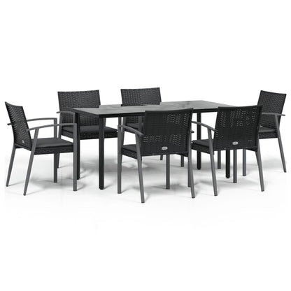 Set Pranzo da Giardino 7 pz con Cuscini in Polyrattan e Acciaio | homemem39