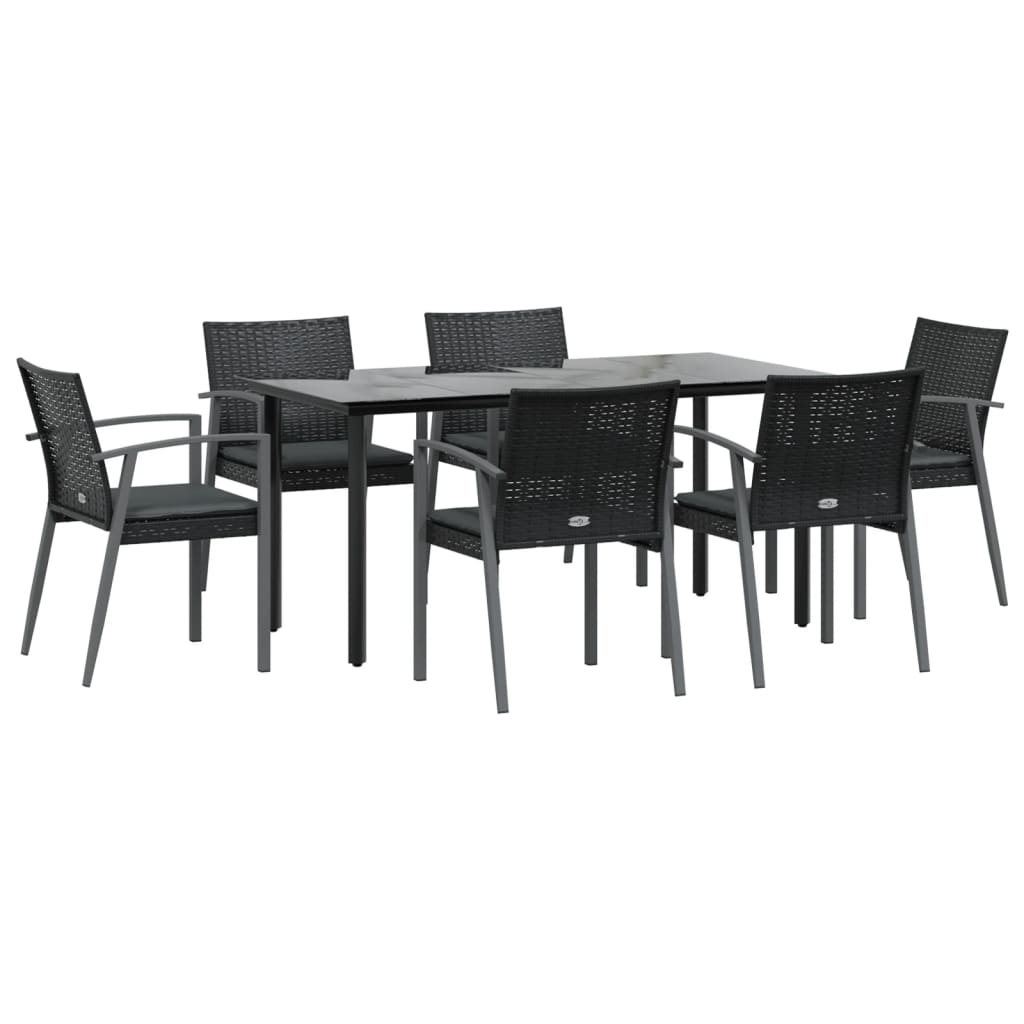 Set Pranzo da Giardino 7 pz con Cuscini in Polyrattan e Acciaio | homemem39