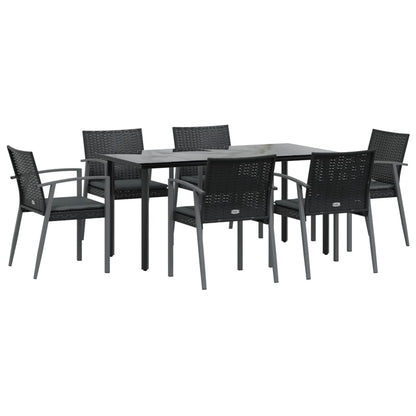 Set Pranzo da Giardino 7 pz con Cuscini in Polyrattan e Acciaio | homemem39
