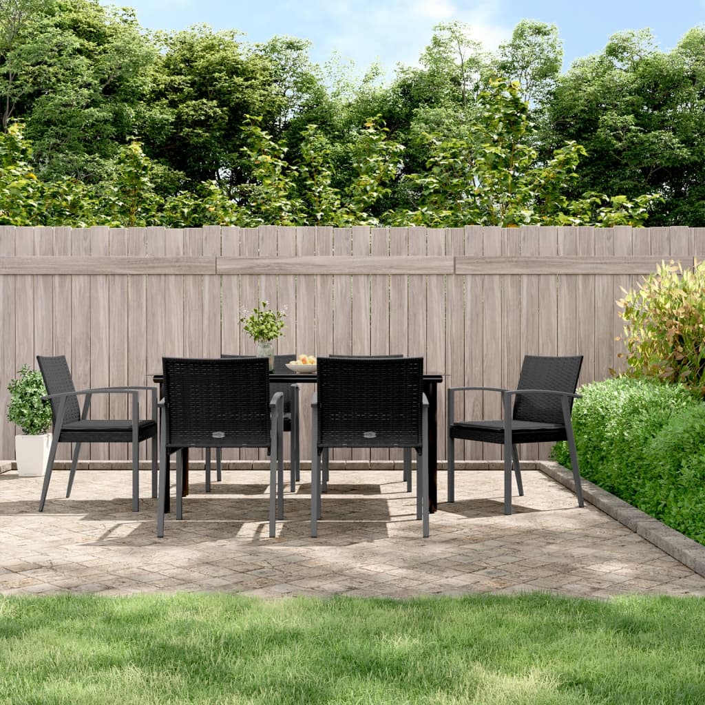 Set Pranzo da Giardino 7 pz con Cuscini in Polyrattan e Acciaio | homemem39