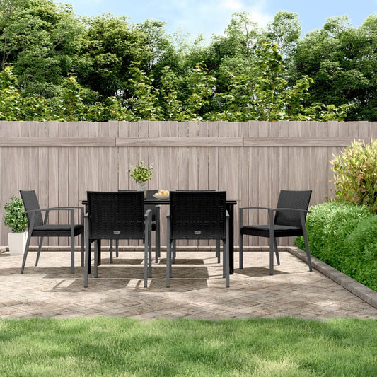 Set Pranzo da Giardino 7 pz con Cuscini in Polyrattan e Acciaio - homemem39