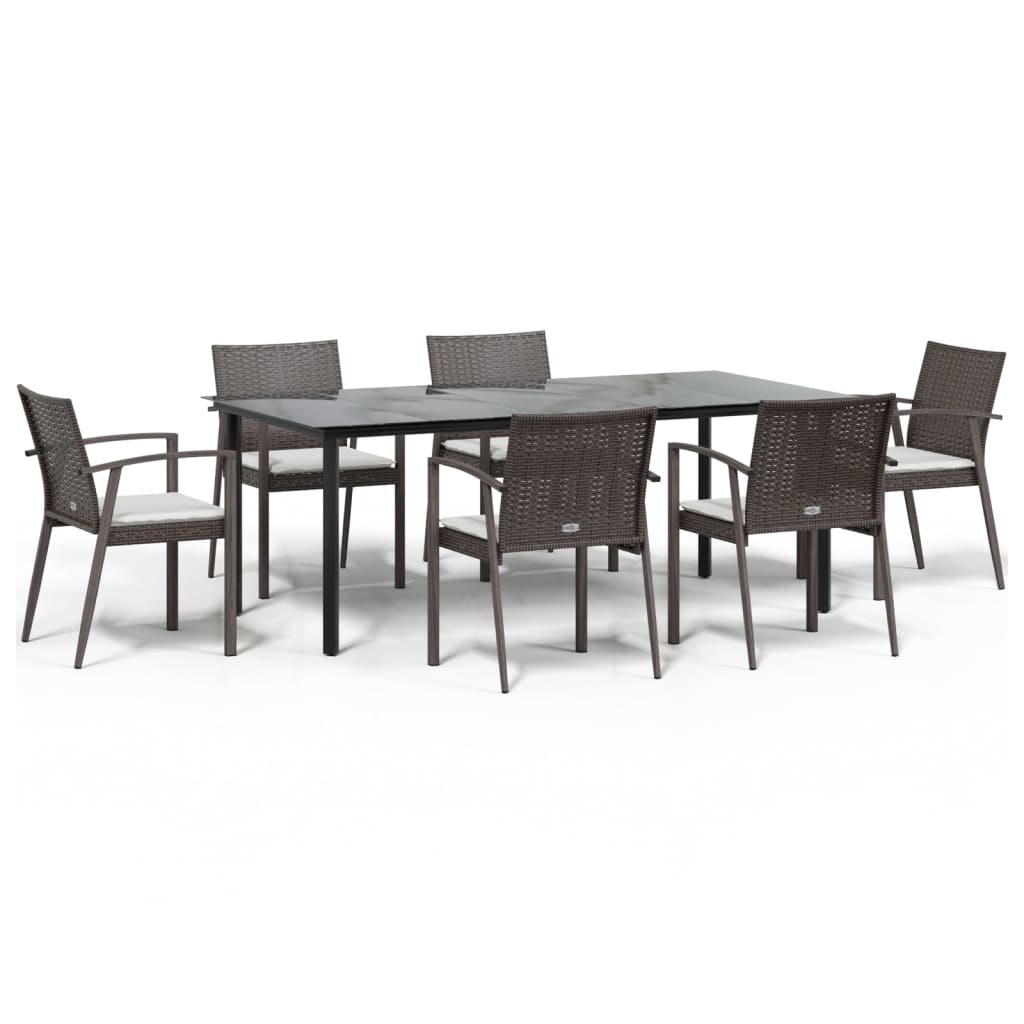 Set Pranzo da Giardino 7 pz con Cuscini in Polyrattan e Acciaio | homemem39