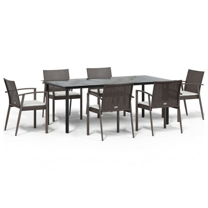 Set Pranzo da Giardino 7 pz con Cuscini in Polyrattan e Acciaio | homemem39