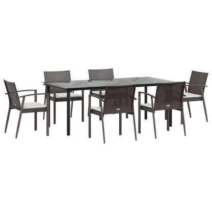 Set Pranzo da Giardino 7 pz con Cuscini in Polyrattan e Acciaio | homemem39