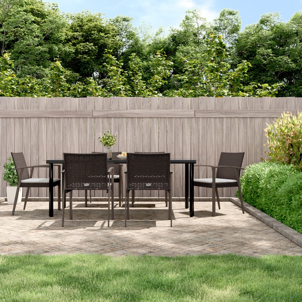 Set Pranzo da Giardino 7 pz con Cuscini in Polyrattan e Acciaio | homemem39