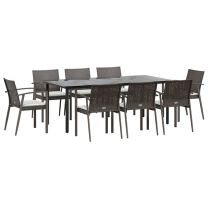 Set Pranzo da Giardino 9 pz con Cuscini in Polyrattan e Acciaio - homemem39