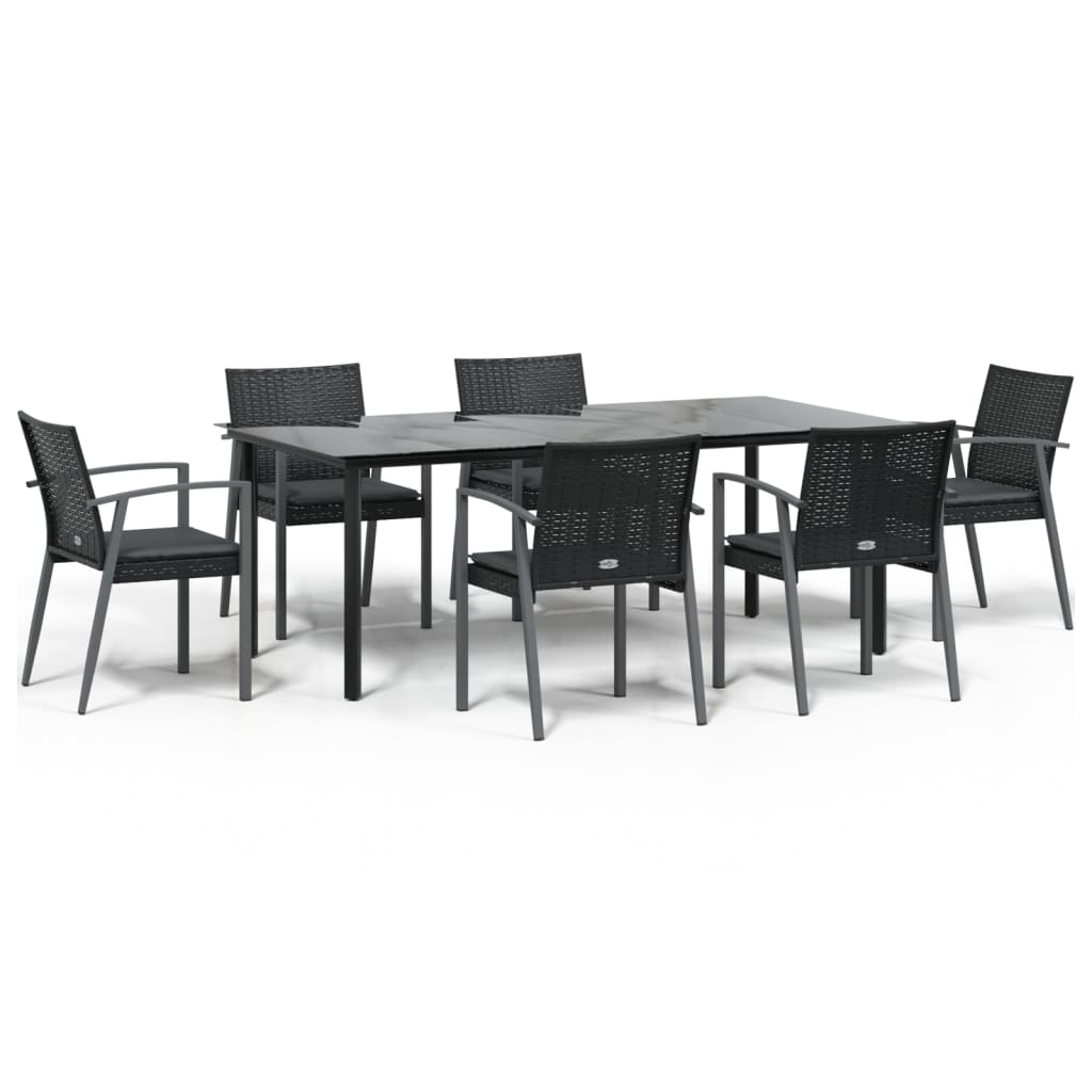 Set Pranzo da Giardino 7 pz con Cuscini in Polyrattan e Acciaio | homemem39