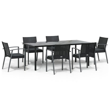 Set Pranzo da Giardino 7 pz con Cuscini in Polyrattan e Acciaio | homemem39