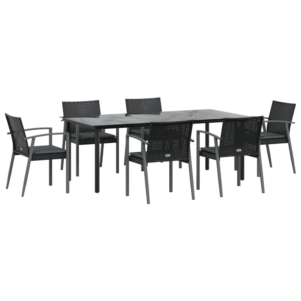 Set Pranzo da Giardino 7 pz con Cuscini in Polyrattan e Acciaio | homemem39