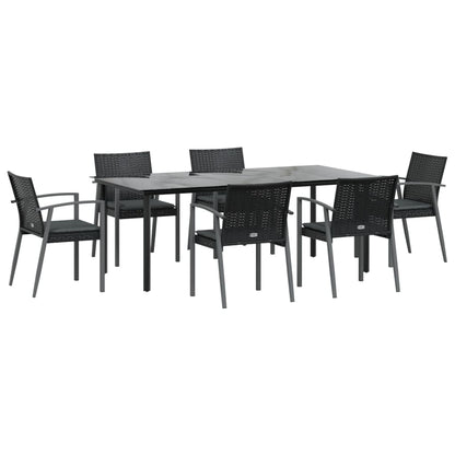 Set Pranzo da Giardino 7 pz con Cuscini in Polyrattan e Acciaio | homemem39