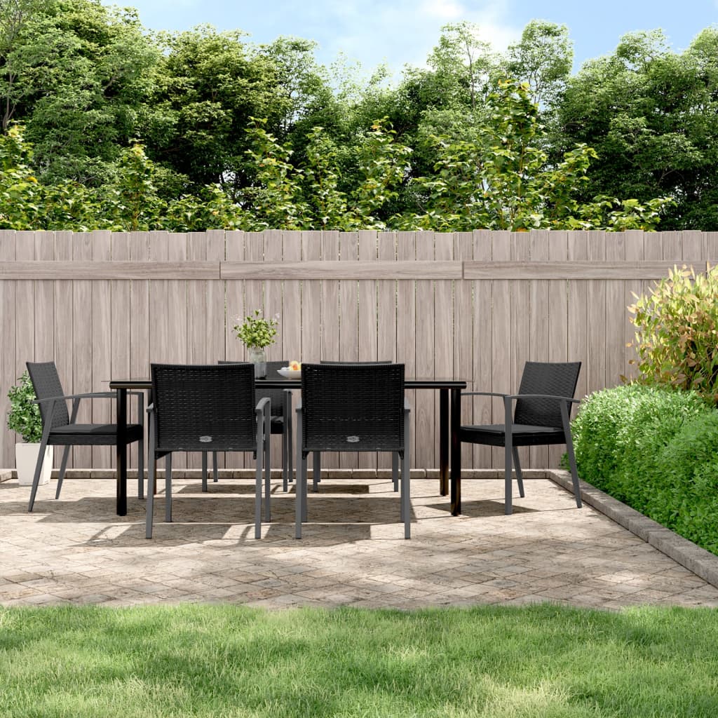 Set Pranzo da Giardino 7 pz con Cuscini in Polyrattan e Acciaio | homemem39