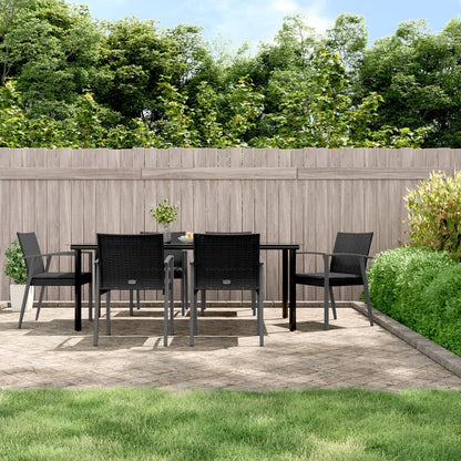 Set Pranzo da Giardino 7 pz con Cuscini in Polyrattan e Acciaio | homemem39