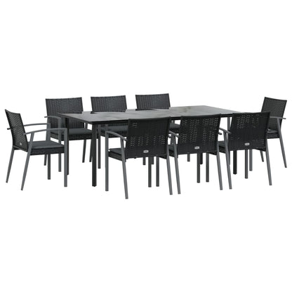 Set Pranzo da Giardino 9 pz con Cuscini in Polyrattan e Acciaio | homemem39
