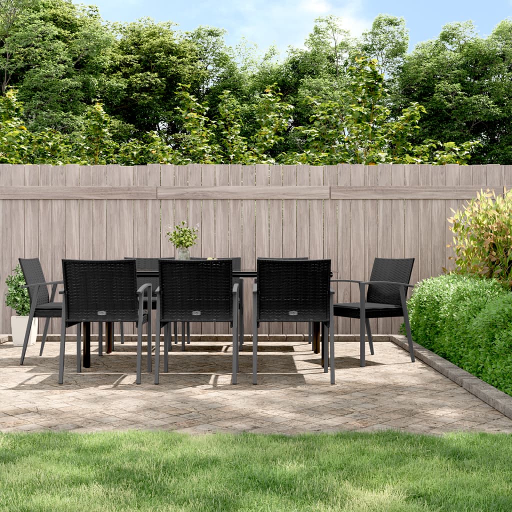 Set Pranzo da Giardino 9 pz con Cuscini in Polyrattan e Acciaio | homemem39