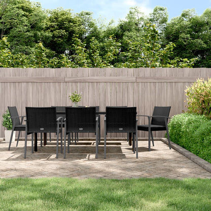 Set Pranzo da Giardino 9 pz con Cuscini in Polyrattan e Acciaio | homemem39