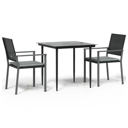 Set Pranzo da Giardino 3pz con Cuscini in Polyrattan e Acciaio - homemem39