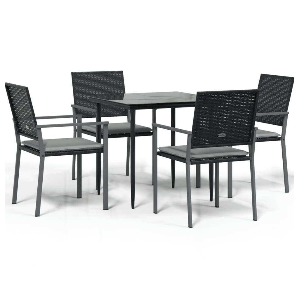 Set Pranzo da Giardino 5pz con Cuscini in Polyrattan e Acciaio - homemem39