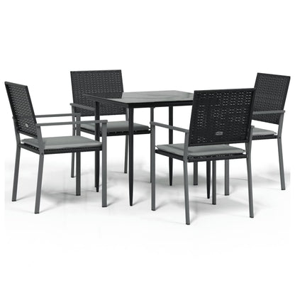 Set Pranzo da Giardino 5pz con Cuscini in Polyrattan e Acciaio - homemem39