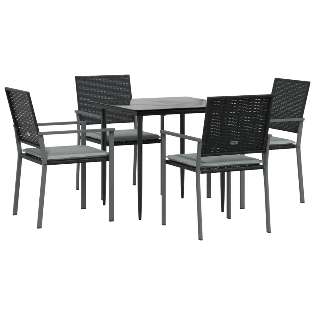 Set Pranzo da Giardino 5pz con Cuscini in Polyrattan e Acciaio | homemem39