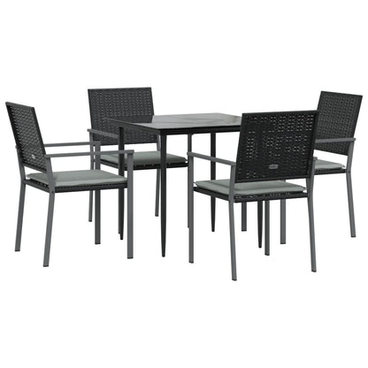 Set Pranzo da Giardino 5pz con Cuscini in Polyrattan e Acciaio - homemem39