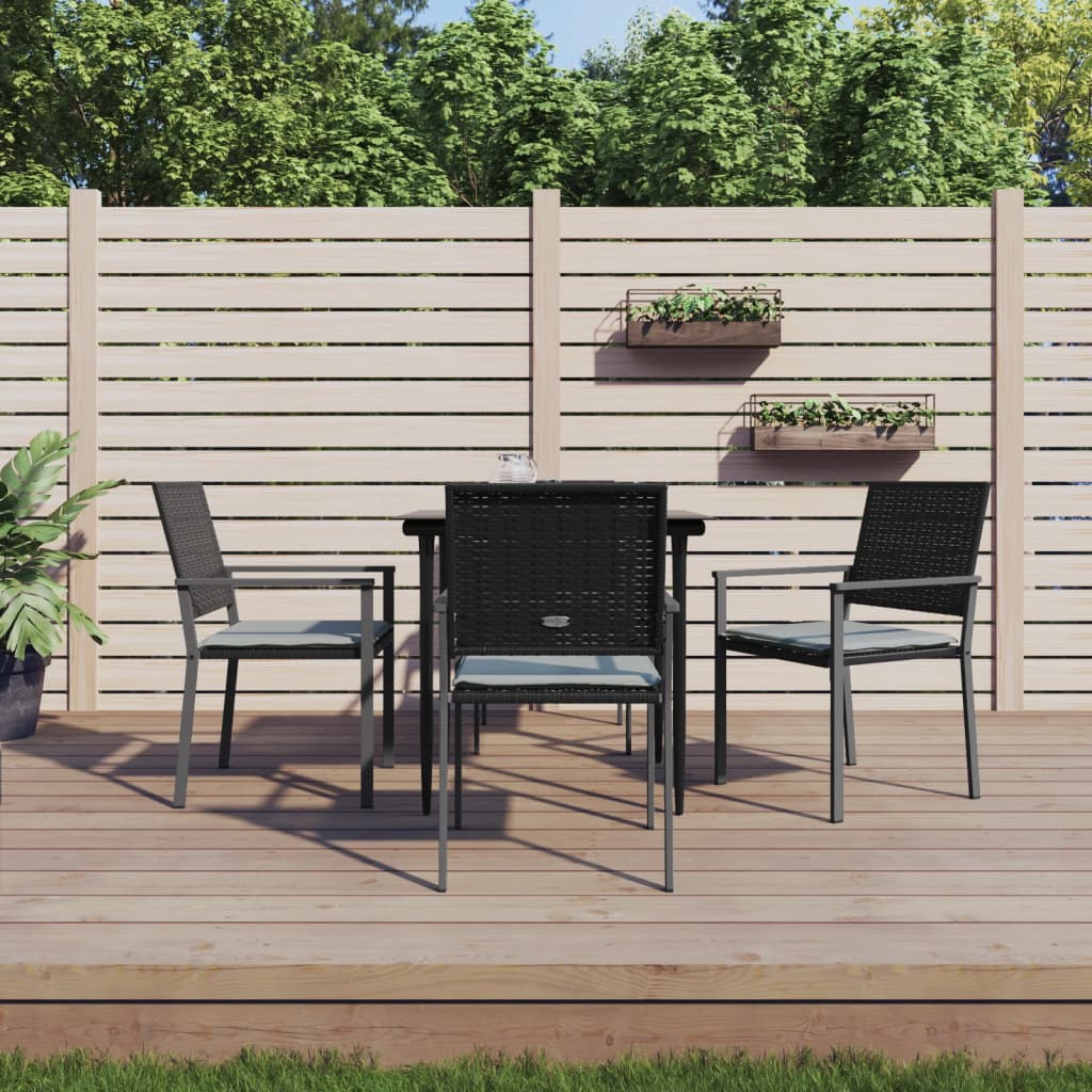 Set Pranzo da Giardino 5pz con Cuscini in Polyrattan e Acciaio | homemem39
