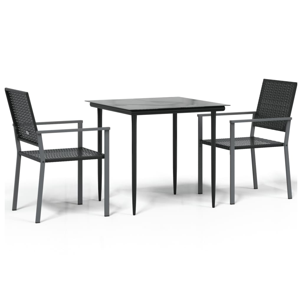 Set da Pranzo da Giardino 3 pz in Polyrattan e Acciaio | homemem39