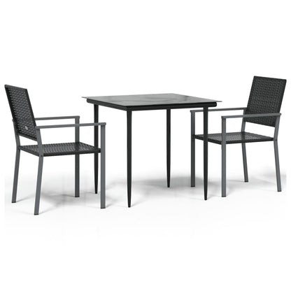 Set da Pranzo da Giardino 3 pz in Polyrattan e Acciaio | homemem39