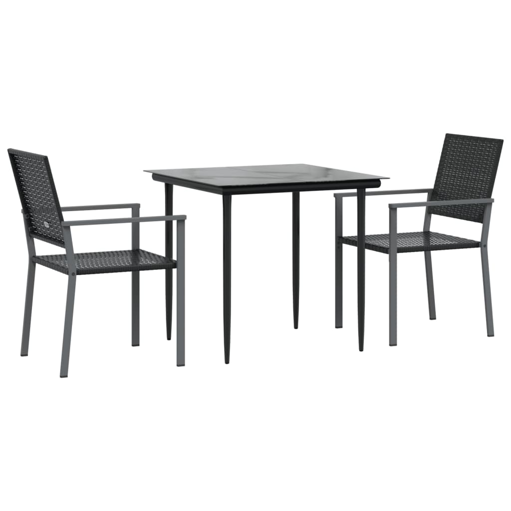 Set da Pranzo da Giardino 3 pz in Polyrattan e Acciaio | homemem39