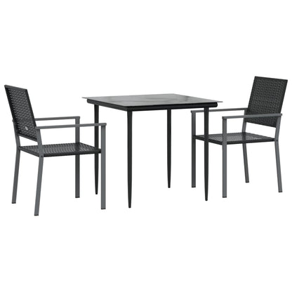 Set da Pranzo da Giardino 3 pz in Polyrattan e Acciaio | homemem39