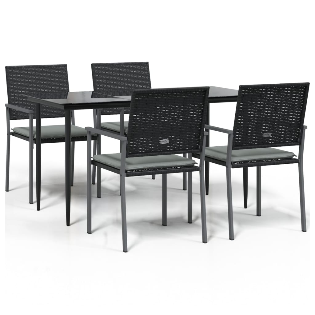 Set Pranzo da Giardino 5pz con Cuscini in Polyrattan e Acciaio - homemem39