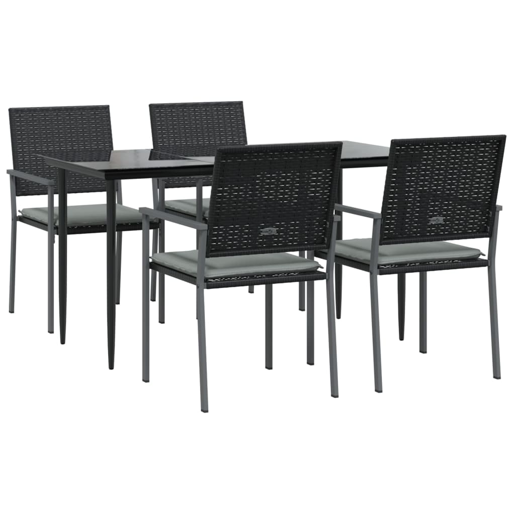 Set Pranzo da Giardino 5pz con Cuscini in Polyrattan e Acciaio | homemem39