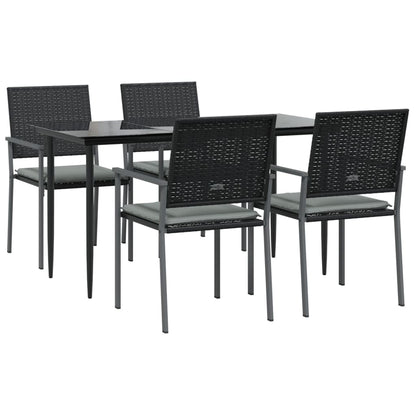 Set Pranzo da Giardino 5pz con Cuscini in Polyrattan e Acciaio | homemem39