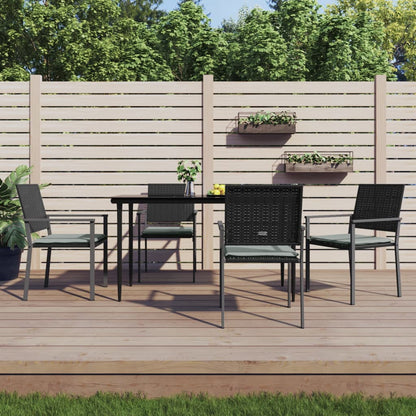 Set Pranzo da Giardino 5pz con Cuscini in Polyrattan e Acciaio