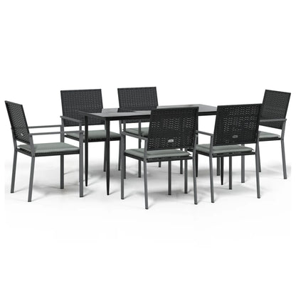 Set Pranzo da Giardino 7 pz con Cuscini in Polyrattan e Acciaio - homemem39