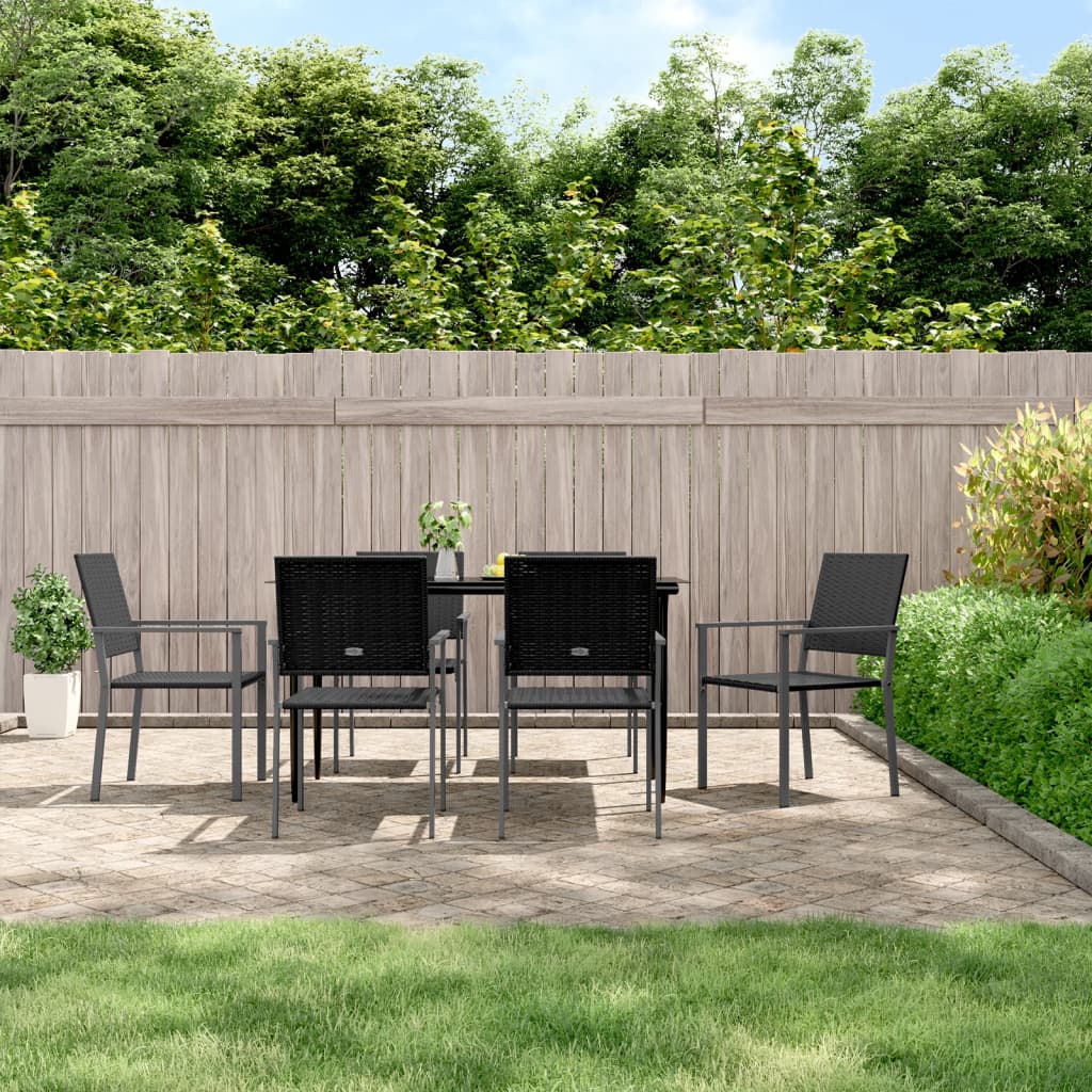 Set da Pranzo da Giardino 7 pz in Polyrattan e Acciaio