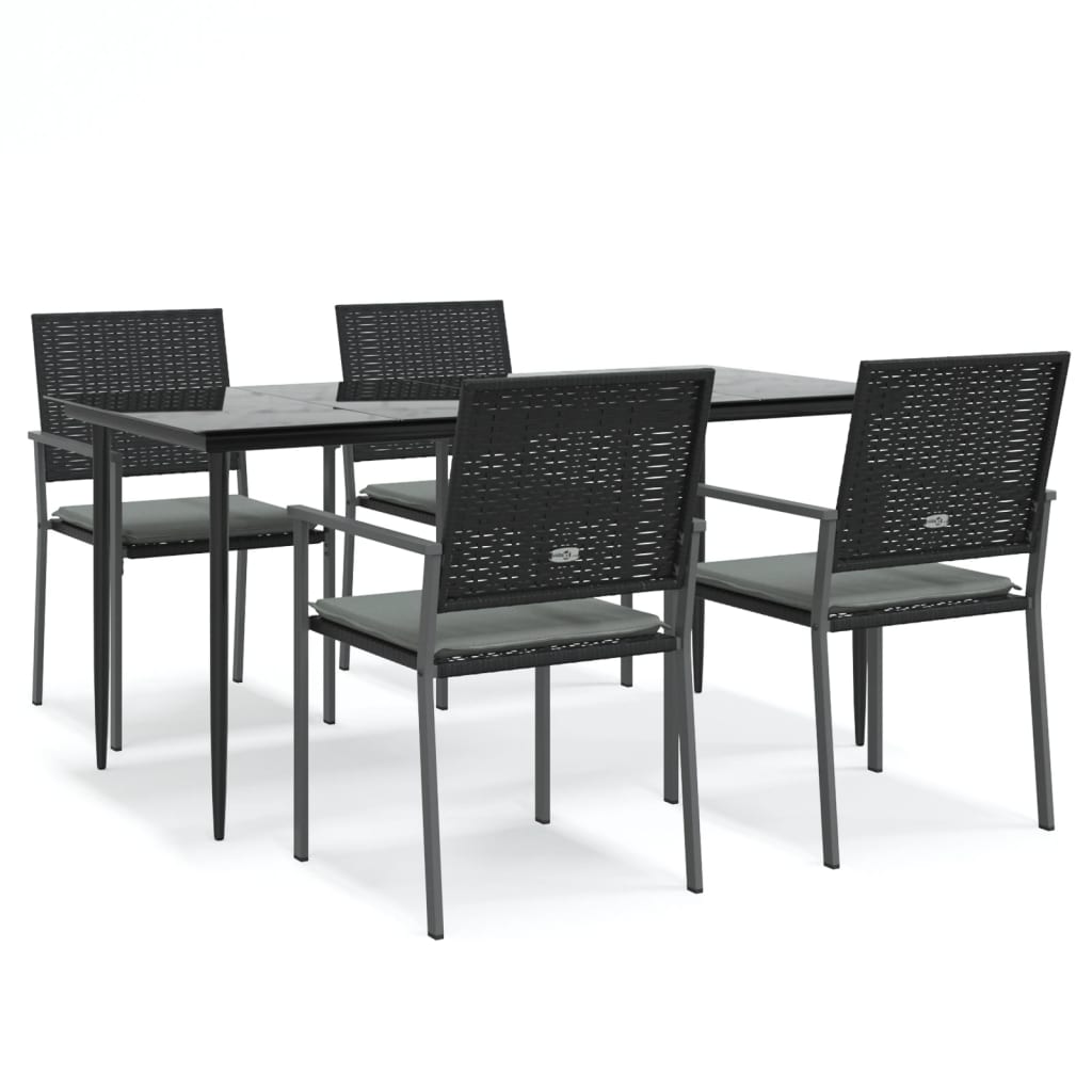 Set Pranzo da Giardino 5pz con Cuscini in Polyrattan e Acciaio | homemem39