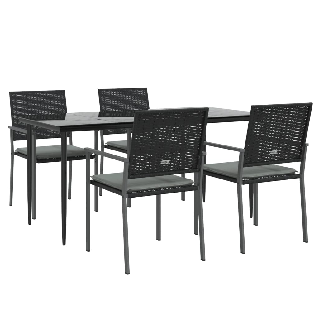 Set Pranzo da Giardino 5pz con Cuscini in Polyrattan e Acciaio | homemem39