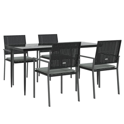 Set Pranzo da Giardino 5pz con Cuscini in Polyrattan e Acciaio - homemem39